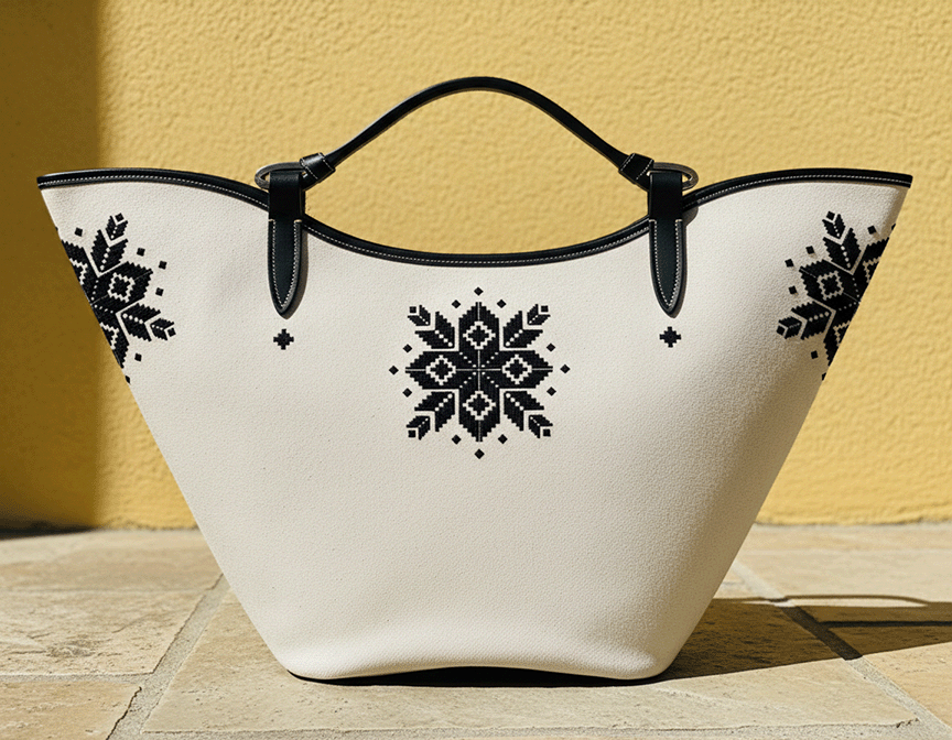 reworking lefkara embroidery for bags