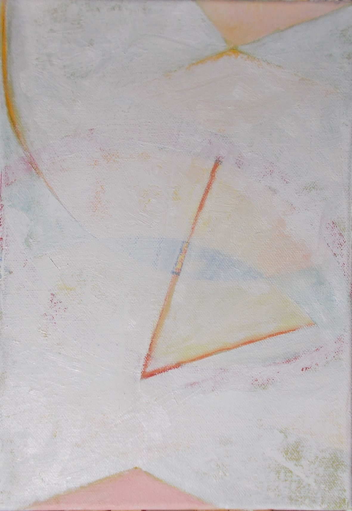 small oil painting, been sanded lightly and now added white oil painting as finding a new composition from the remains