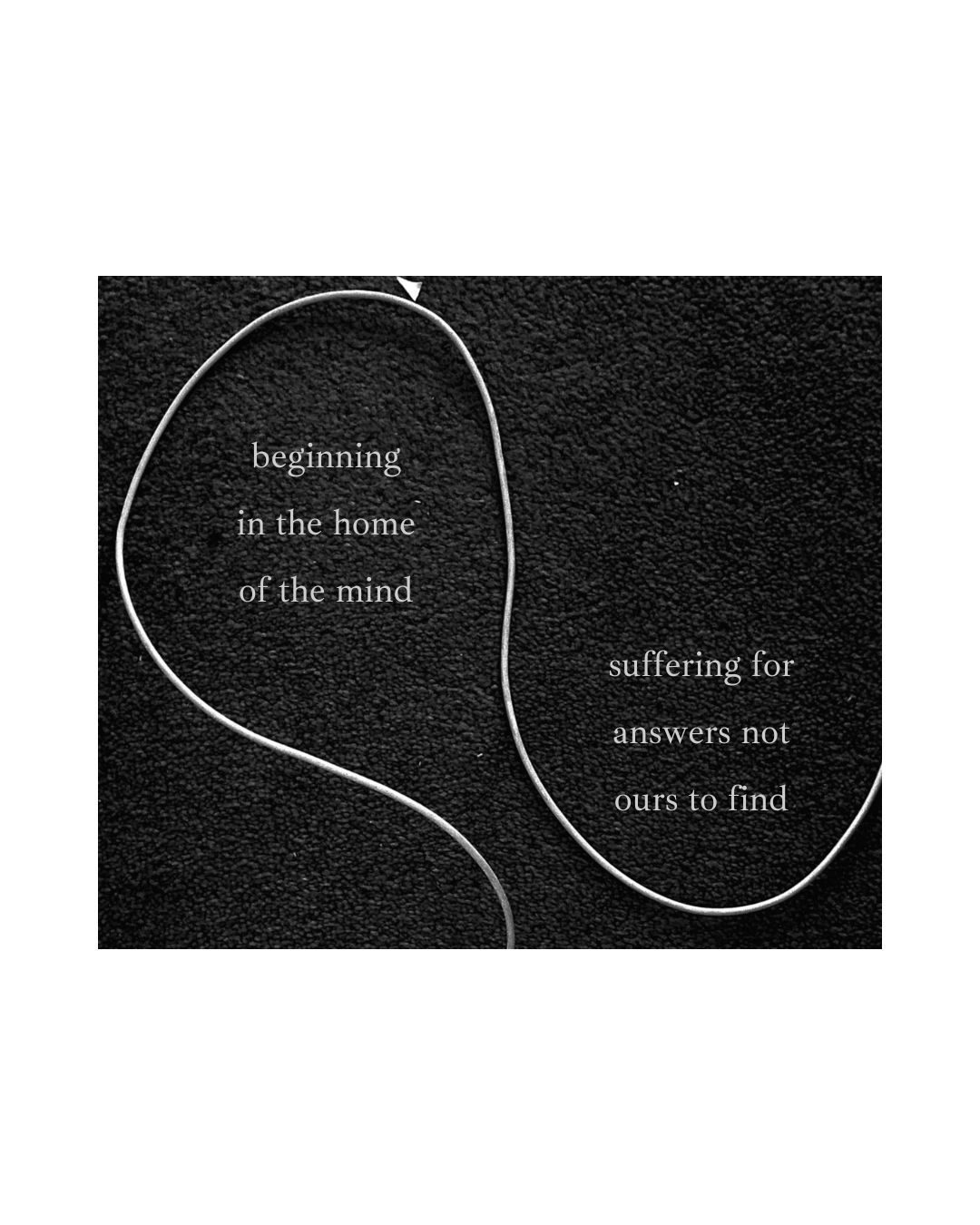 a picture of a cable on the carpet with a poem in the loops of the cable