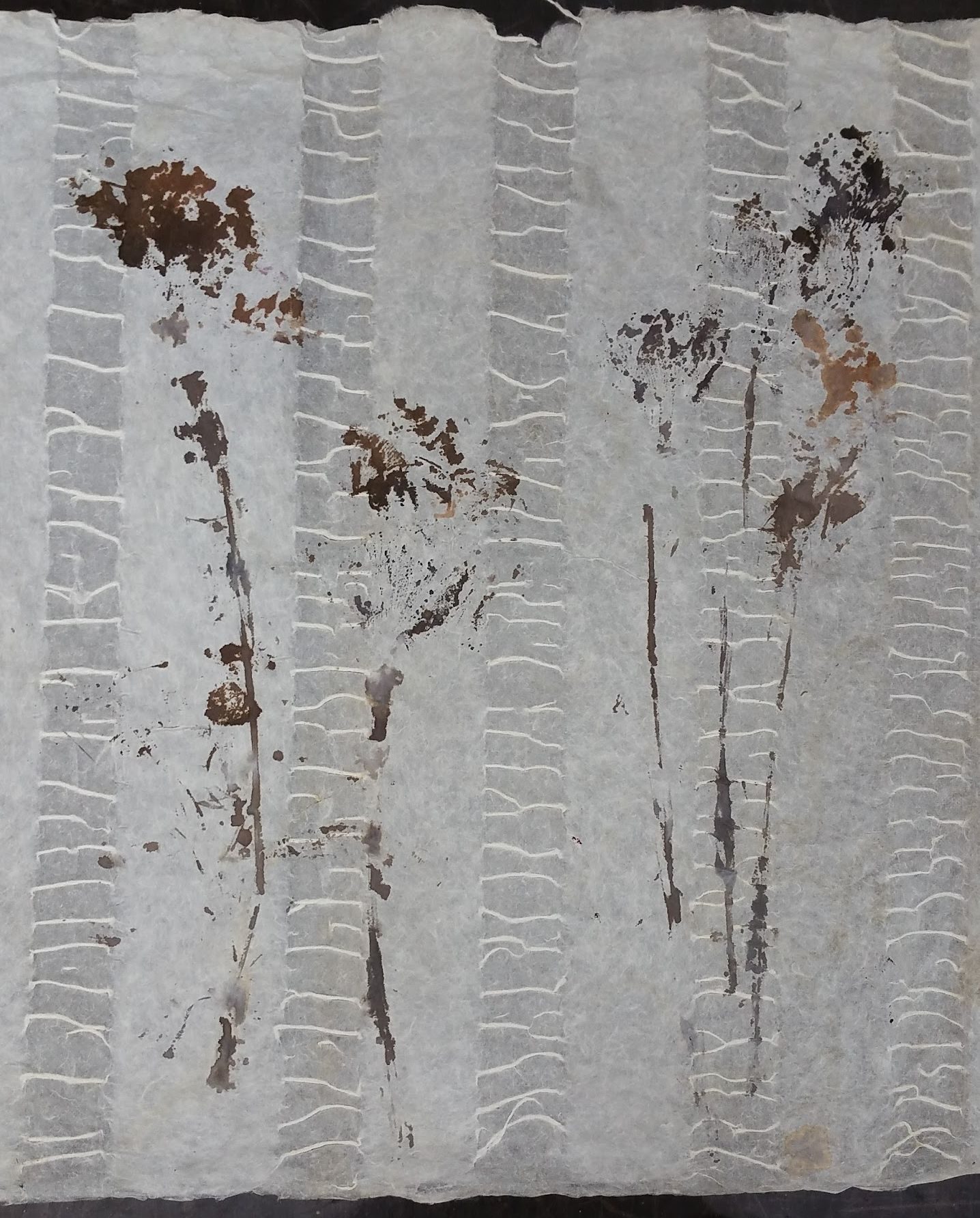 Brown printing ink Plant images printed onto Japanese paper