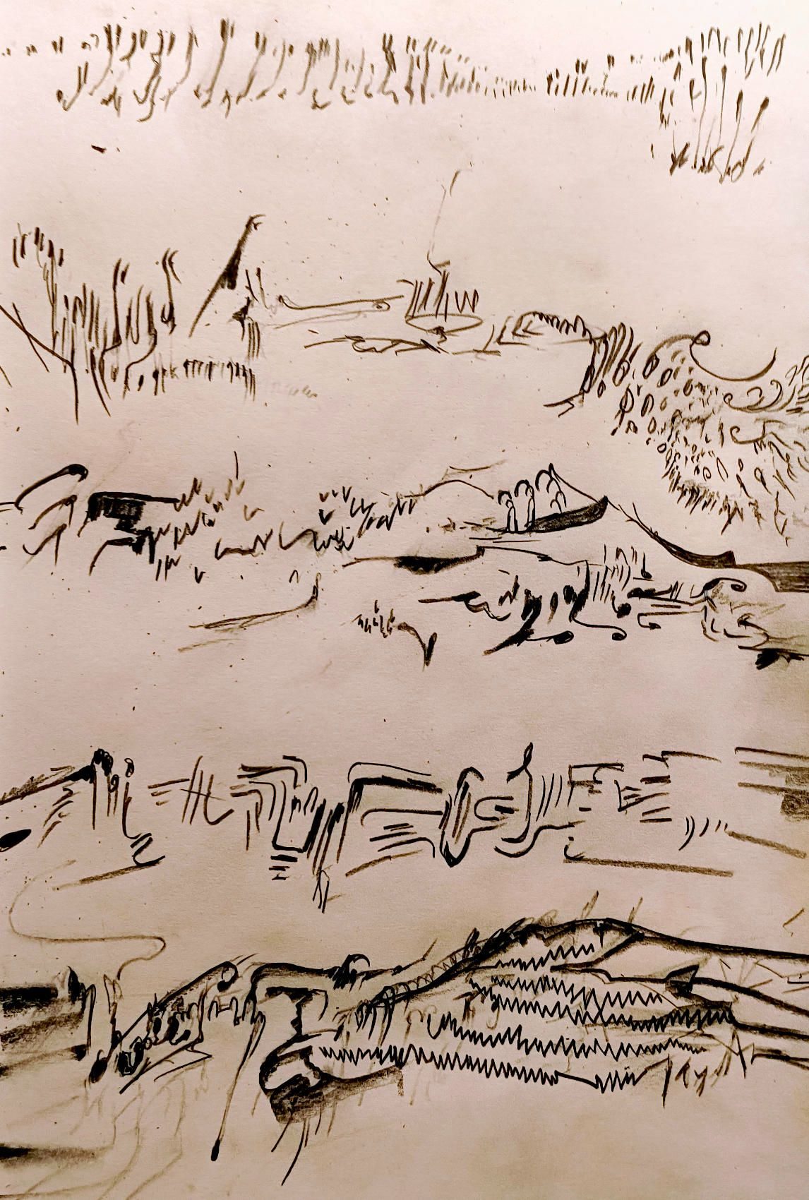 An abstract, rhythmic pencil drawing