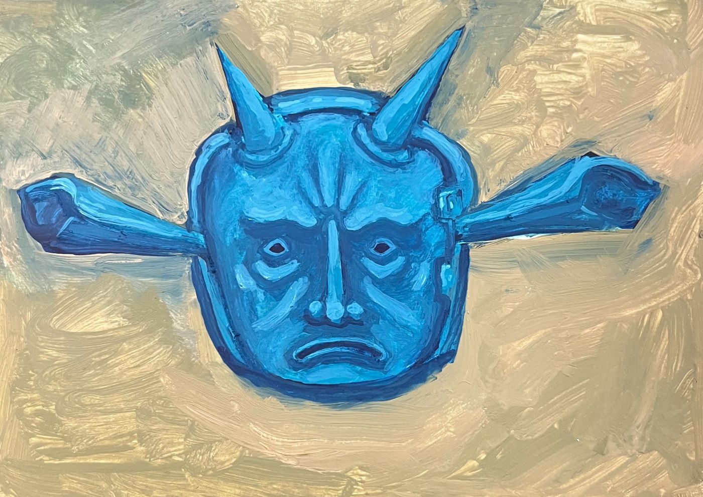 Oil painting of a scold's bridle