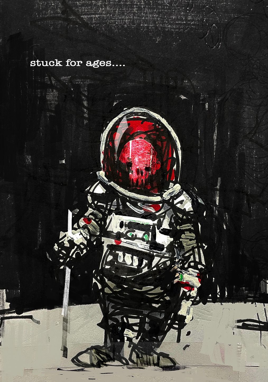 a skeleton in a spacesuit