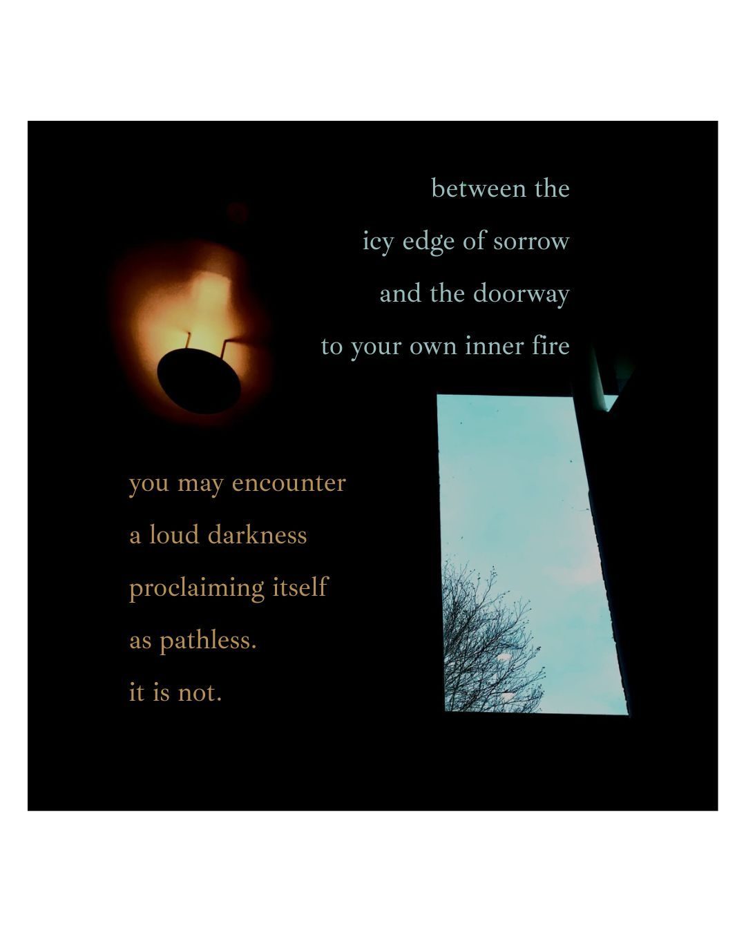 a photo of a window and a flame. one warm and the other icy.