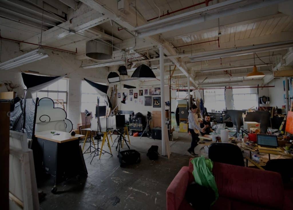 An interior of an artist's studio