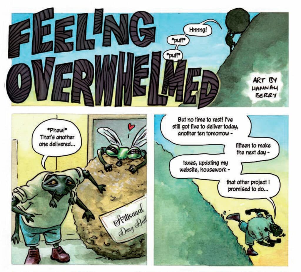 Feeling Overwhelmed, with art by Hannah Berry