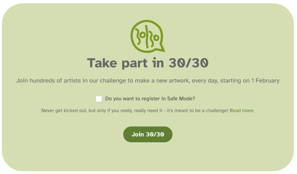 Example of the banner for 30/30 project registration